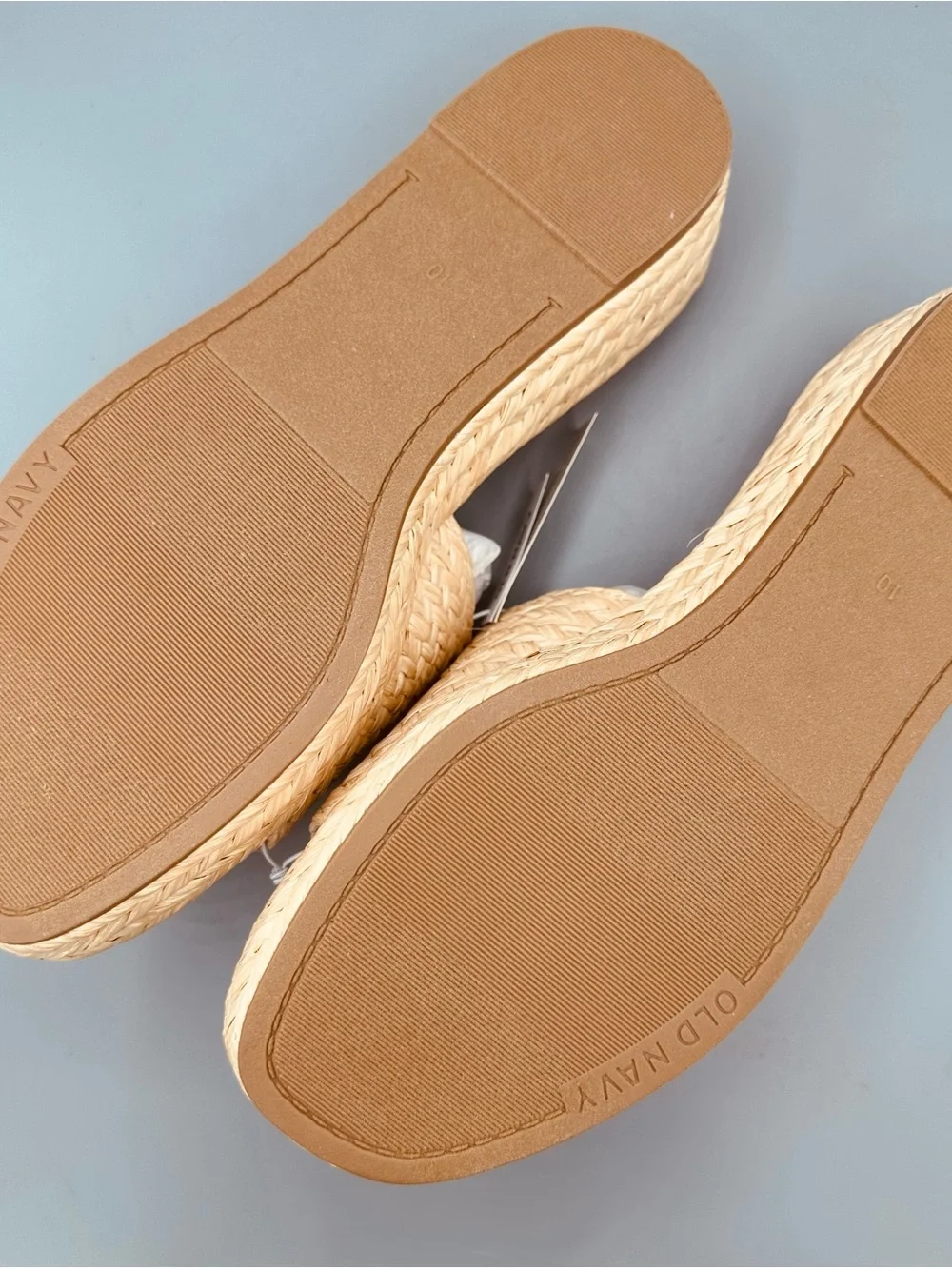 Old Navy Woven Straw Platform Slides Espadrille Summer Sandals NEW size 10